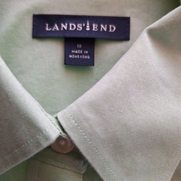 Vintage Land's End Long Sleeve Button-up Shirt-Pale Mint - Picture 4 of 4